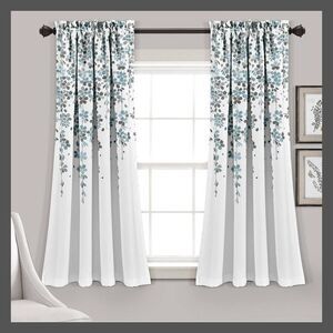 Lush Decor - Set of 2 (95"x52") Weeping Flower Light Filtering  Blue/Gray